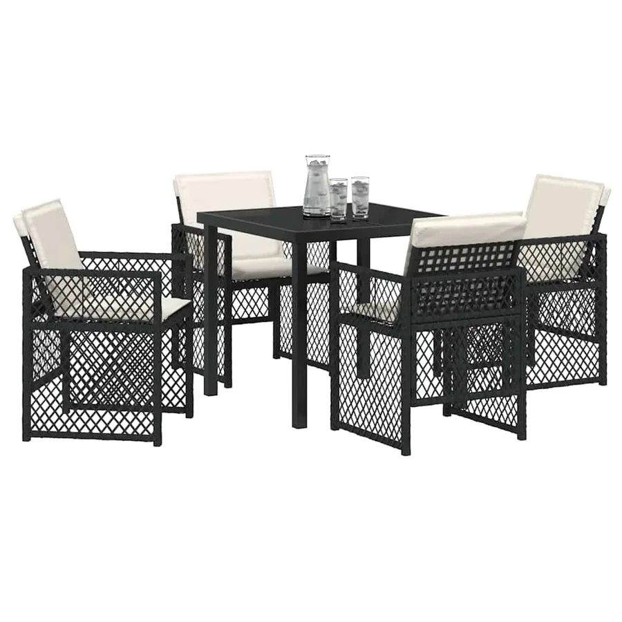 Ensemble de salle à manger pour jardin 5 pcs Noir polyrotin - 3