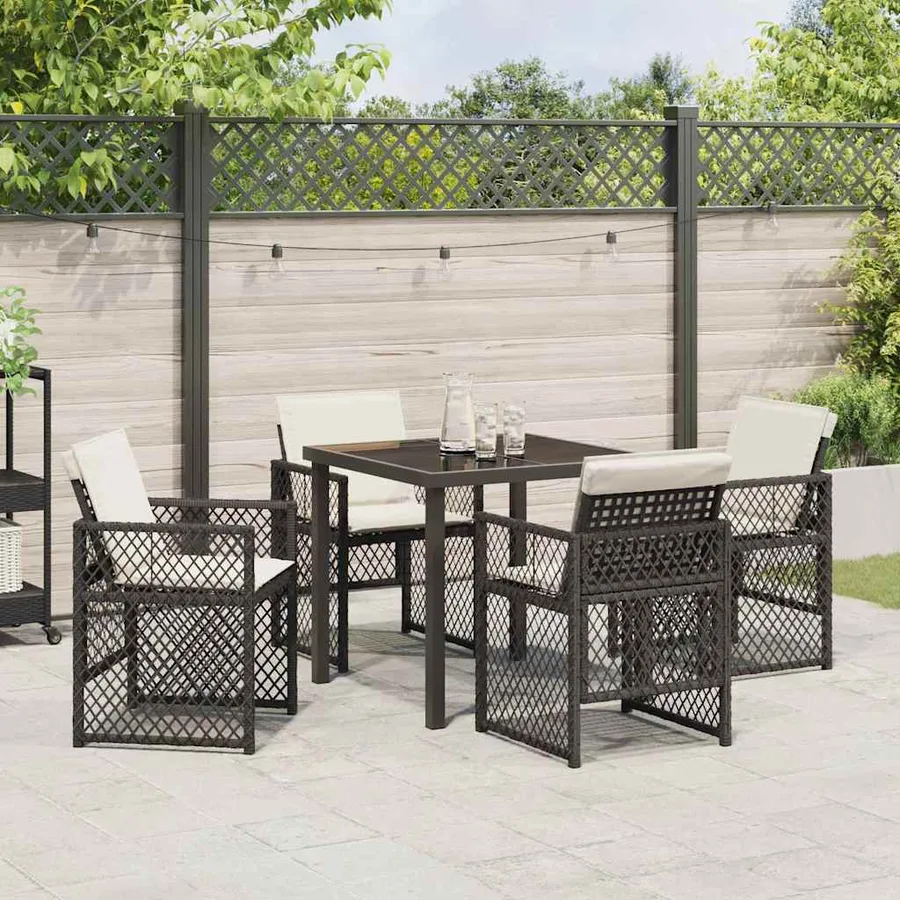 Ensemble de salle à manger pour jardin 5 pcs Noir polyrotin - 4