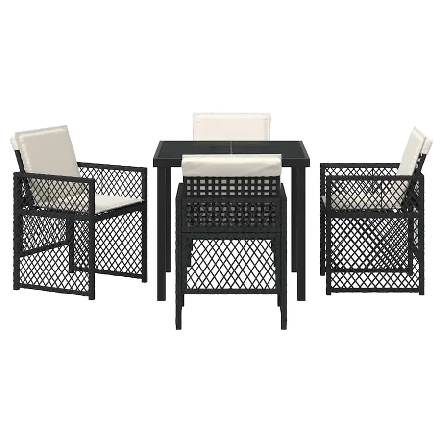 Ensemble de salle à manger pour jardin 5 pcs Noir polyrotin - 7