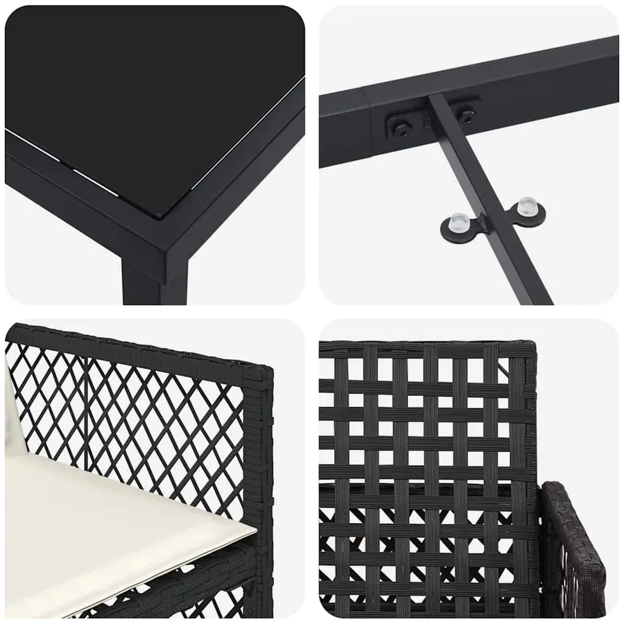 Ensemble de salle à manger pour jardin 5 pcs Noir polyrotin - 9