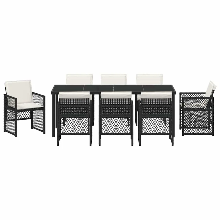 Ensemble de salle à manger pour jardin 9 pcs Noir polyrotin - 7
