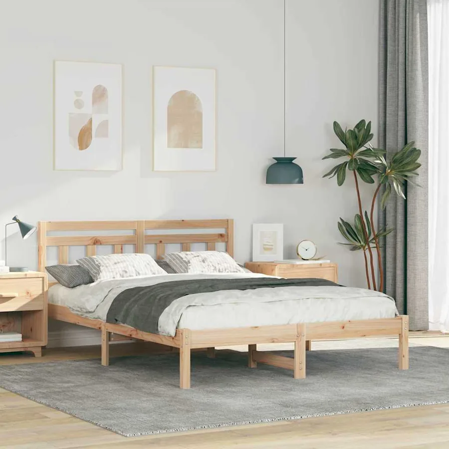 Cadre de lit Marron 135 x 190 cm Pin massif