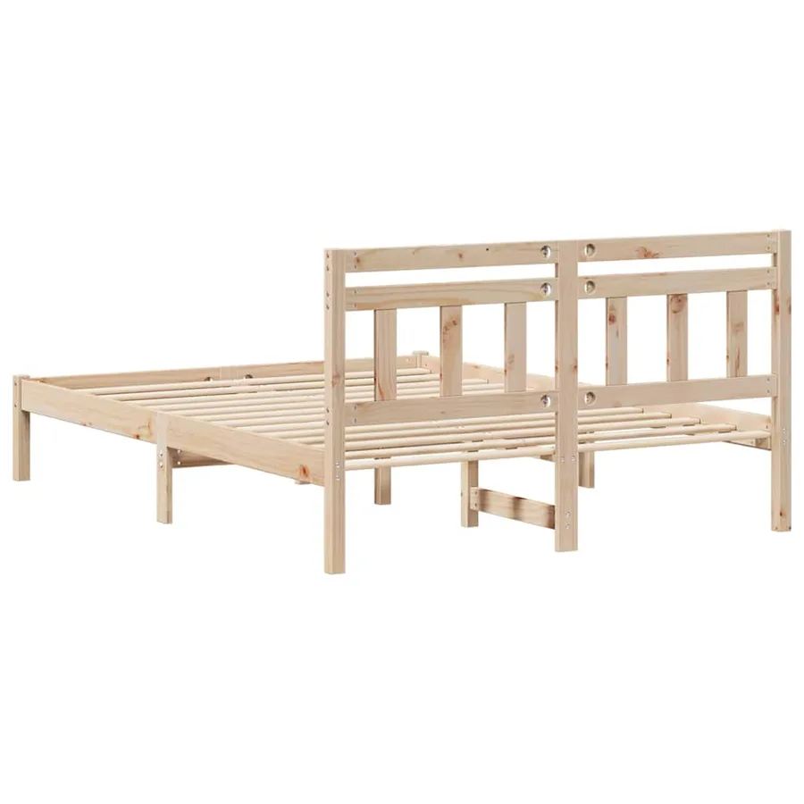 Cadre de lit Marron 135 x 190 cm Pin massif - 7