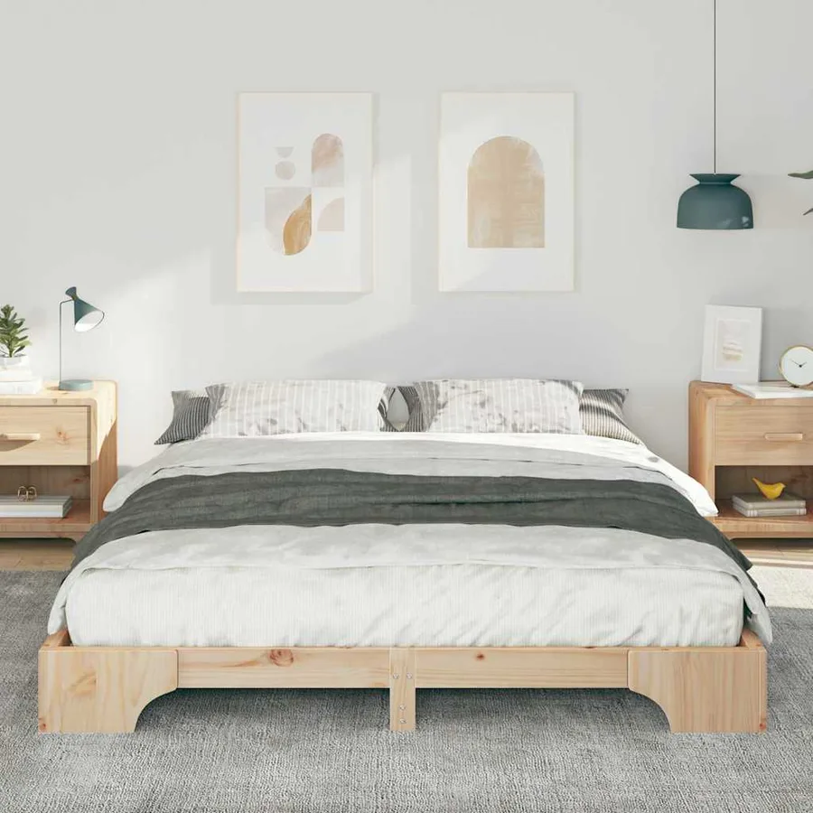 Cadre de lit Marron 160 x 220 cm Pin massif - 3