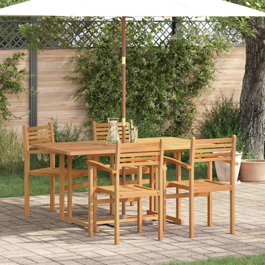 Ensemble de salle à manger pour jardin 5 pcs Naturel