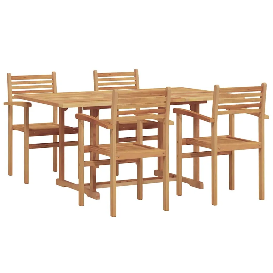 Ensemble de salle à manger pour jardin 5 pcs Naturel - 2