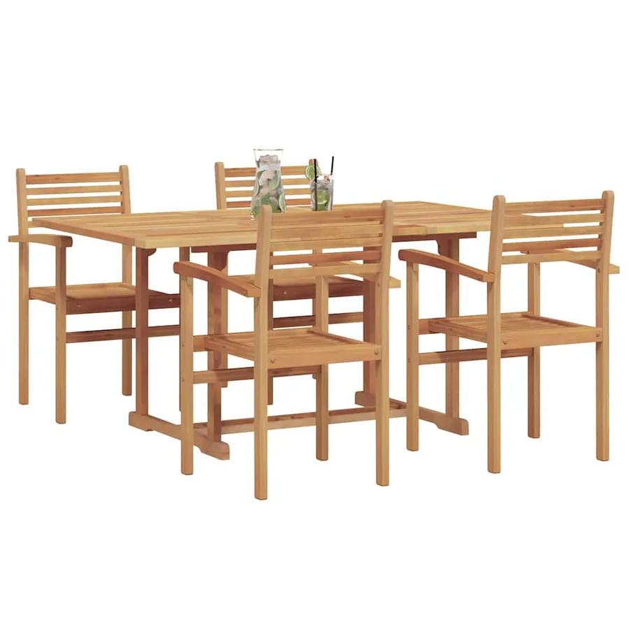 Ensemble de salle à manger pour jardin 5 pcs Naturel - 3