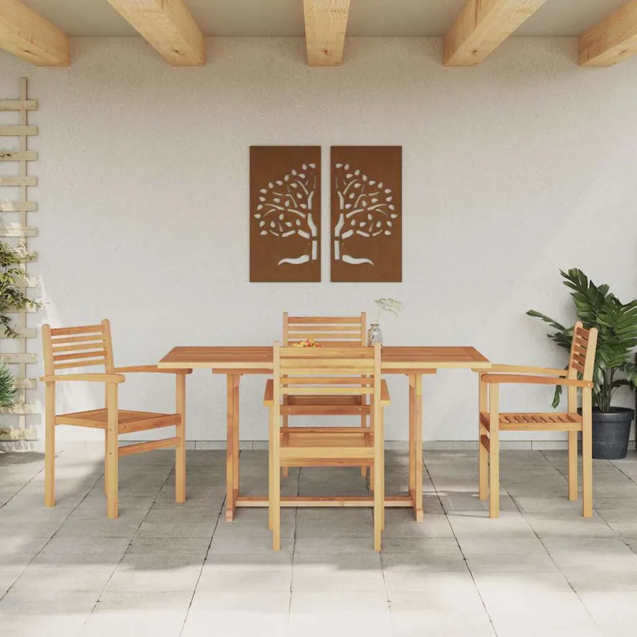 Ensemble de salle à manger pour jardin 5 pcs Naturel - 4