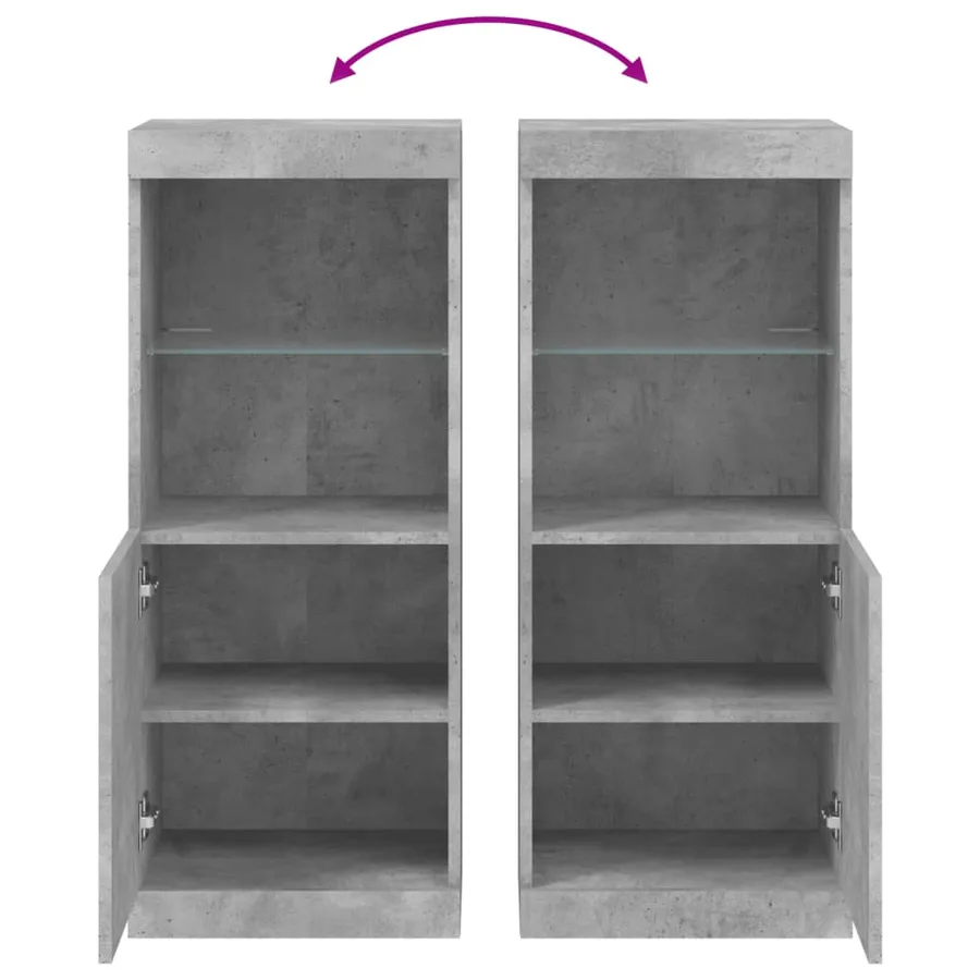 Buffet avec lumières LED gris béton 41x37x100 cm - 10