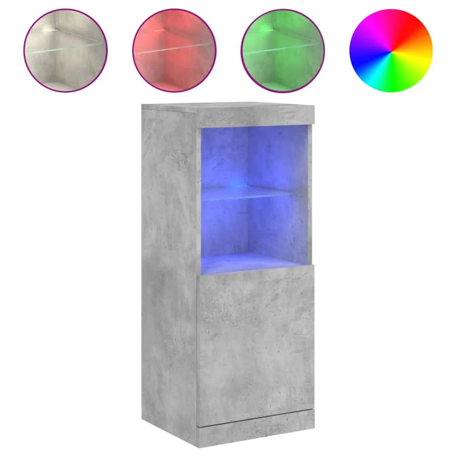 Buffet avec lumières LED gris béton 41x37x100 cm - 2