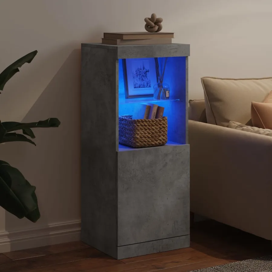 Buffet avec lumières LED gris béton 41x37x100 cm - 3
