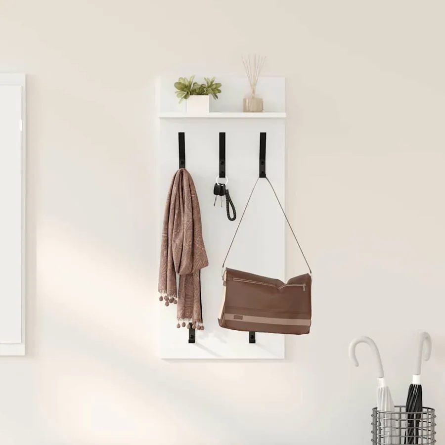 Porte-manteau mural Blanc 40 x 10 x 90 cm Bois d'ingénierie