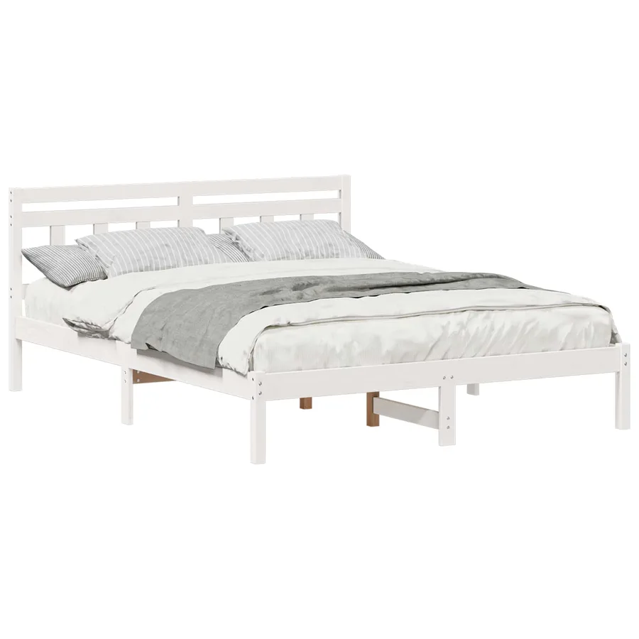 Cadre de lit Blanc 150 x 200 cm Pin massif - 2