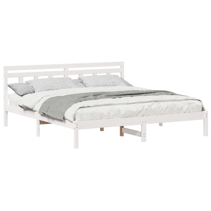 Cadre de lit Blanc 200 x 200 cm Pin massif - 2