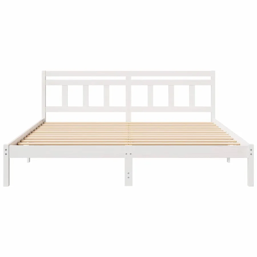 Cadre de lit Blanc 200 x 200 cm Pin massif - 5
