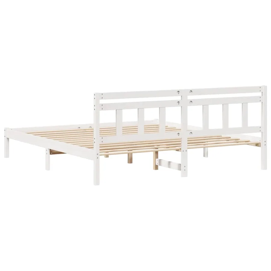 Cadre de lit Blanc 200 x 200 cm Pin massif - 7