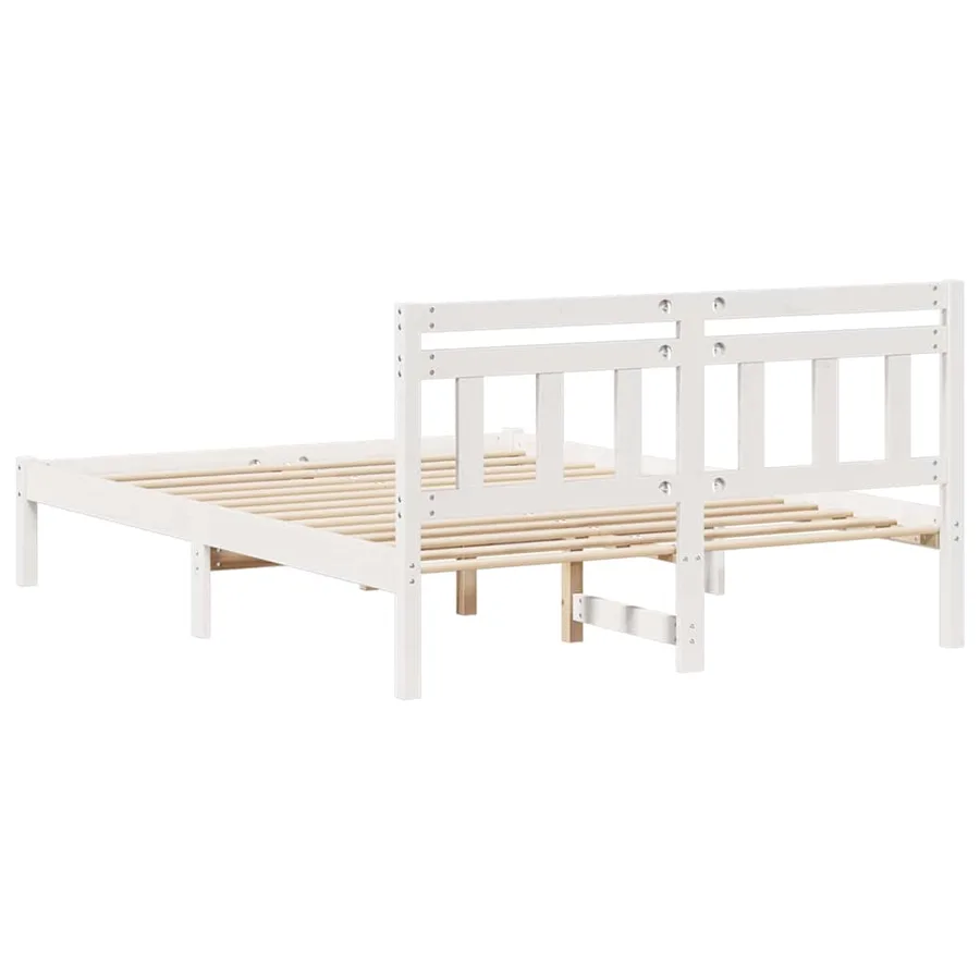 Cadre de lit Blanc 140 x 190 cm Pin massif - 7