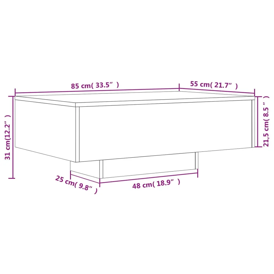 Table basse avec lumières LED sonoma gris 85x55x31 cm - 14