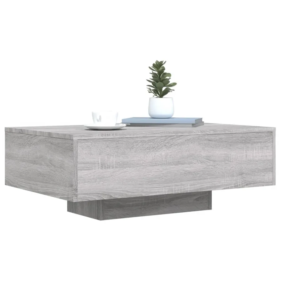 Table basse avec lumières LED sonoma gris 85x55x31 cm - 5