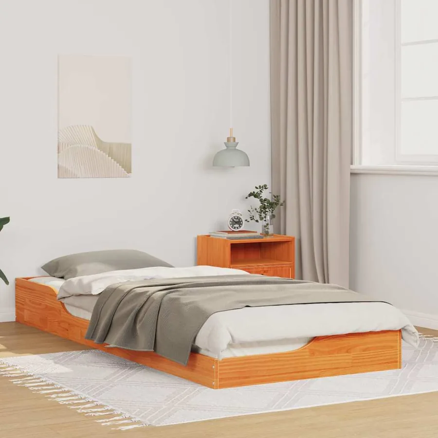 Cadre de lit Brun cire 100 x 220 cm Pin massif
