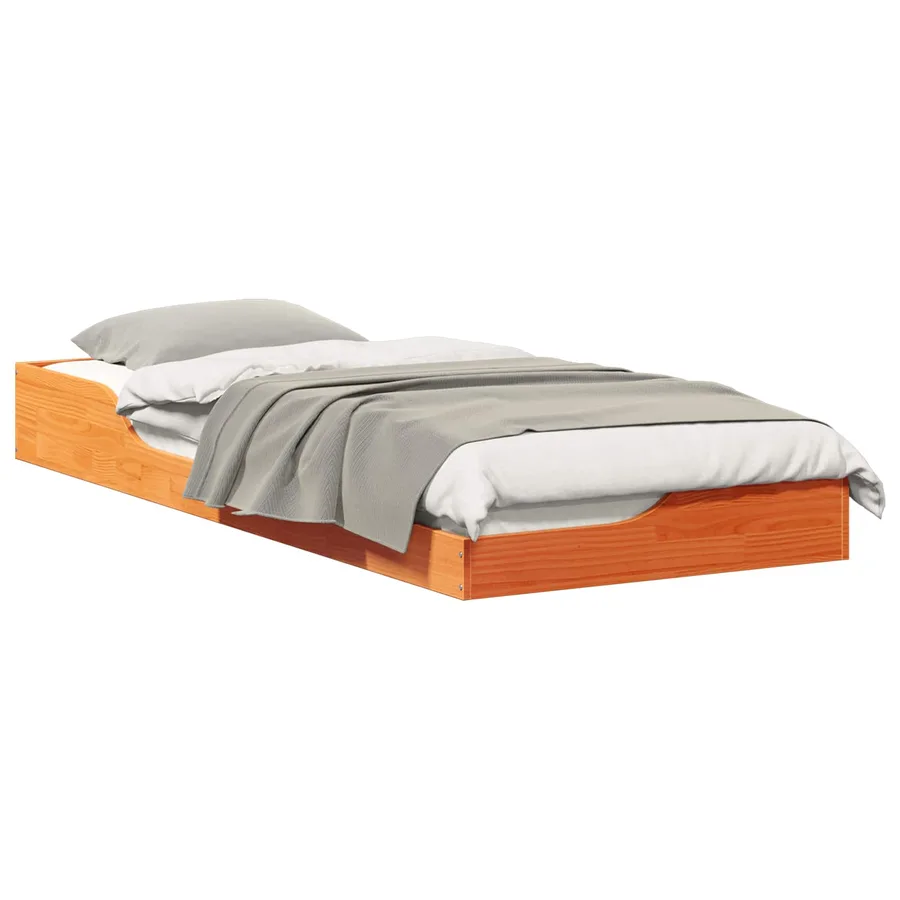 Cadre de lit Brun cire 100 x 220 cm Pin massif - 2