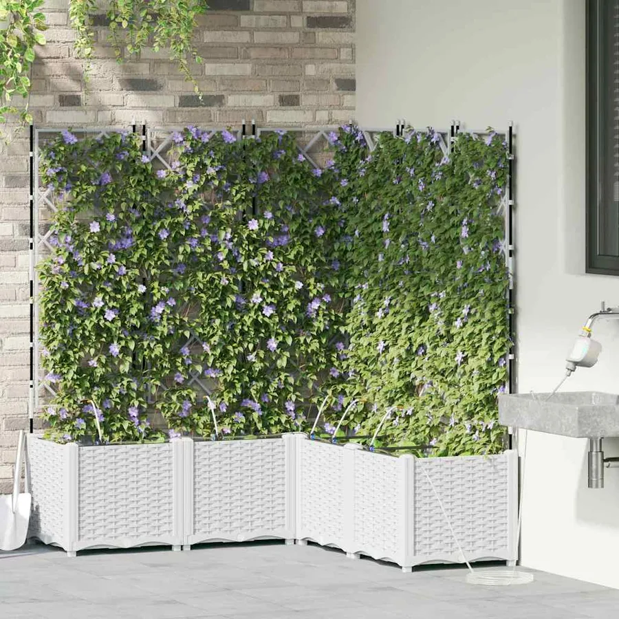 Cache-pot de jardin 5 pc Blanc 120 x 120 x 142 cm PP - 3