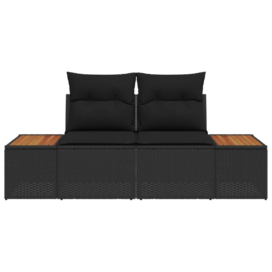 Canapé de jardin Noir 184 x 62 x 85cm polyrotin - 2