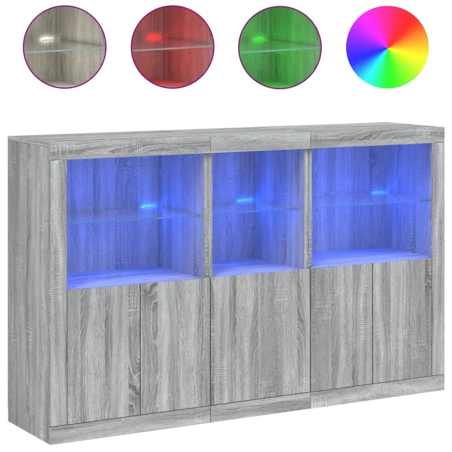 Buffet avec lumières LED sonoma gris 162x37x100 cm - 2