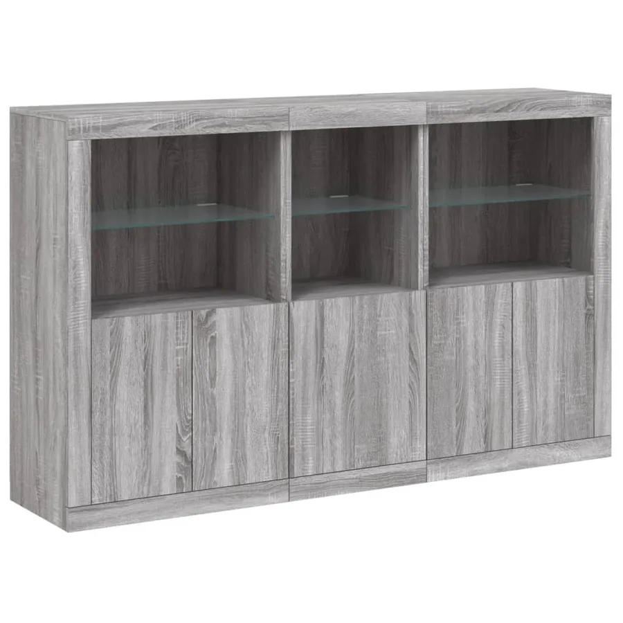 Buffet avec lumières LED sonoma gris 162x37x100 cm - 3