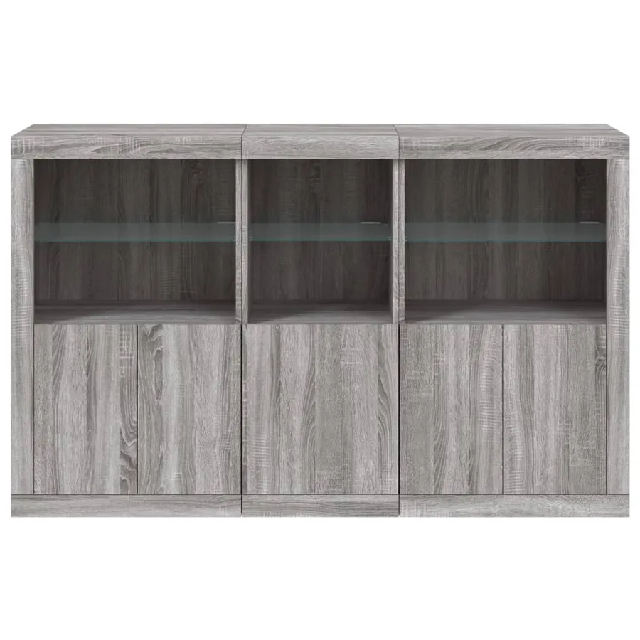 Buffet avec lumières LED sonoma gris 162x37x100 cm - 6