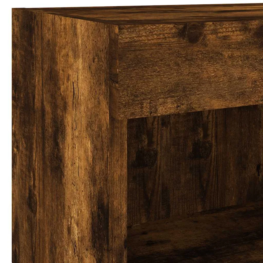 Table de chevet murale avec lumières LED chêne fumé - 10