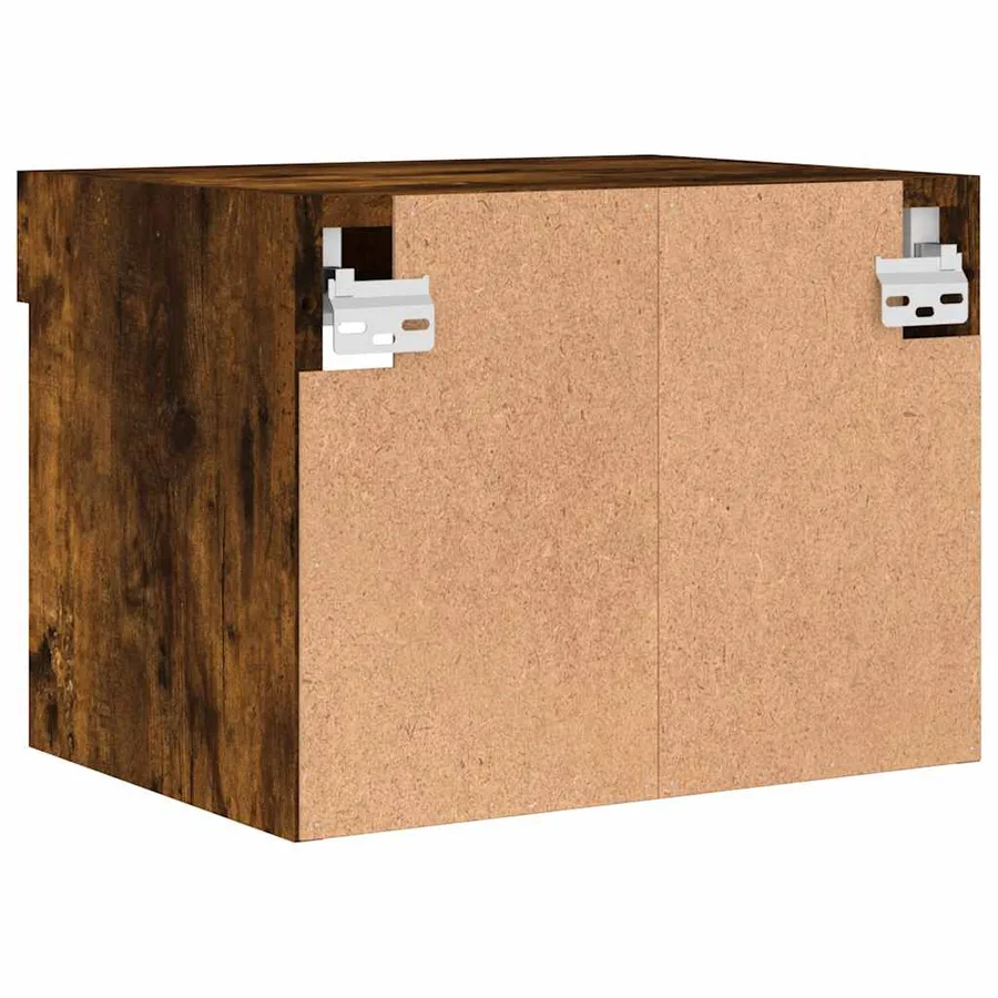 Table de chevet murale avec lumières LED chêne fumé - 9
