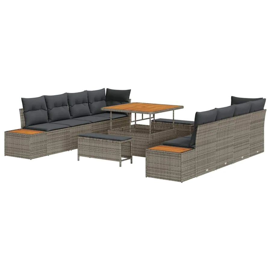 Ensemble de canapé de jardin 11 pcs Gris Poly rotin - 2