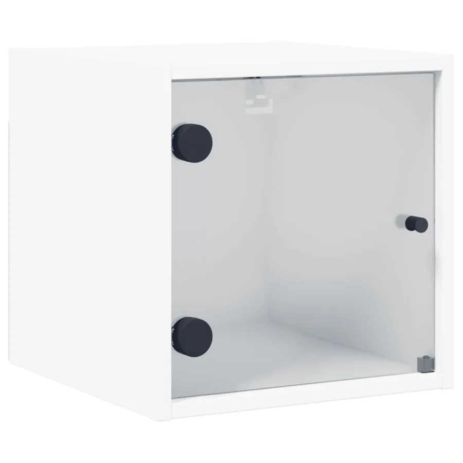 Table de chevet avec porte en verre blanc 35x37x35 cm - 2