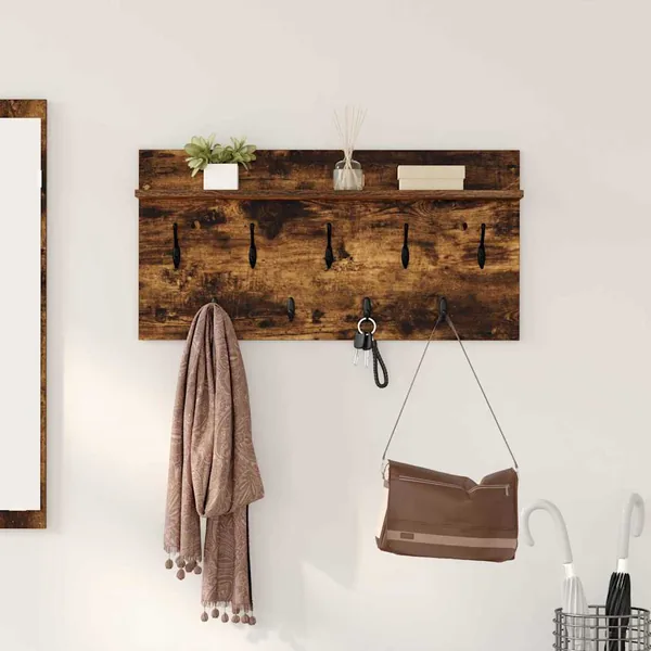 Porte-manteau mural avec étagère Chêne fumé 80 x 40 x 12 cm