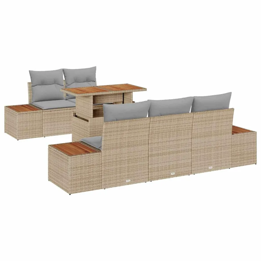 Ensemble de canapé de jardin 6 pcs Beige Poly rotin - 2
