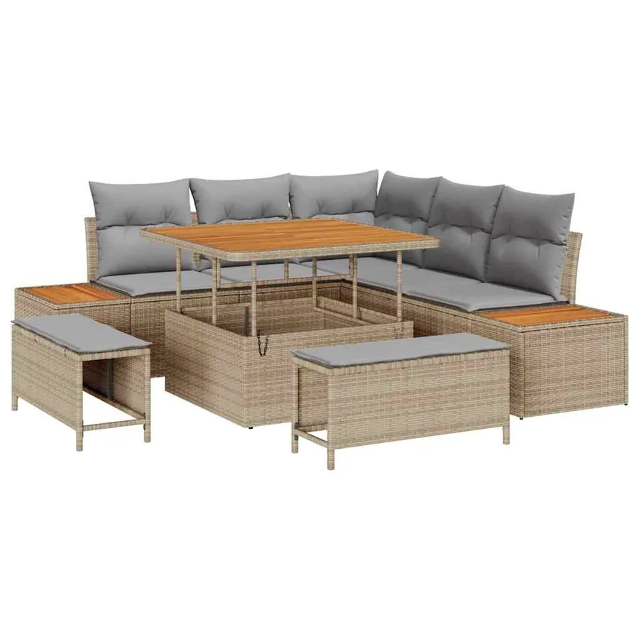 Ensemble de canapé de jardin 8 pcs Beige Poly rotin - 2