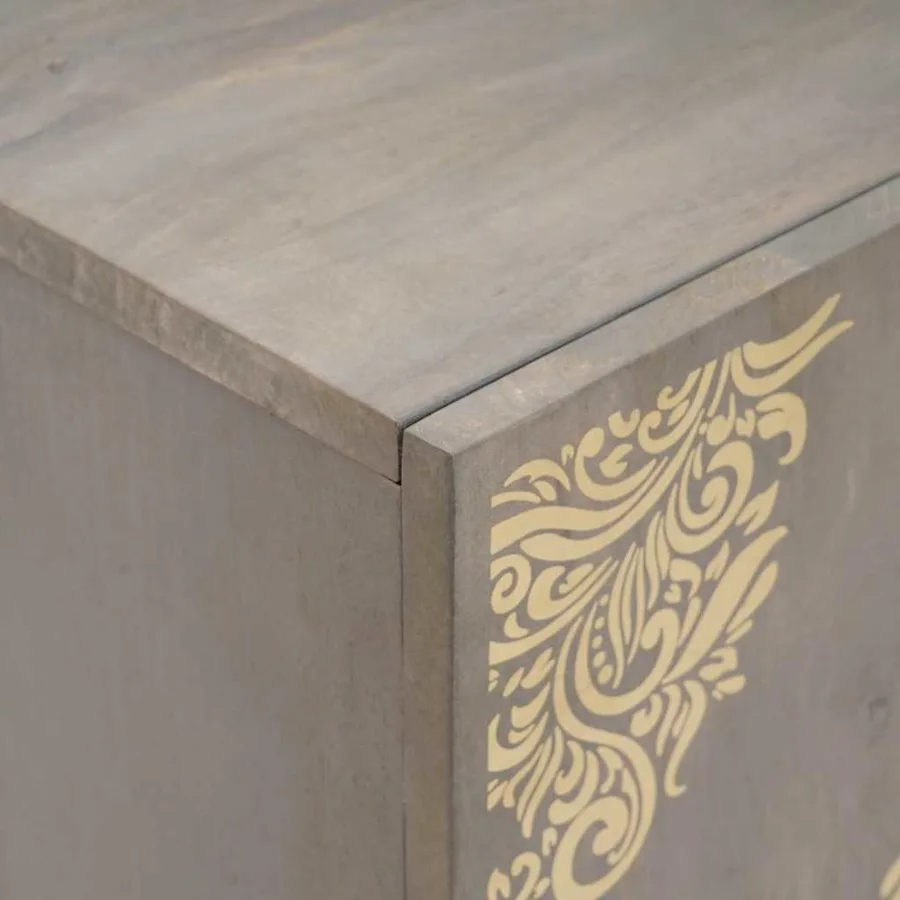 Buffet Gris et or 60 x 33 x 75 cm Bois de mangue massif - 7
