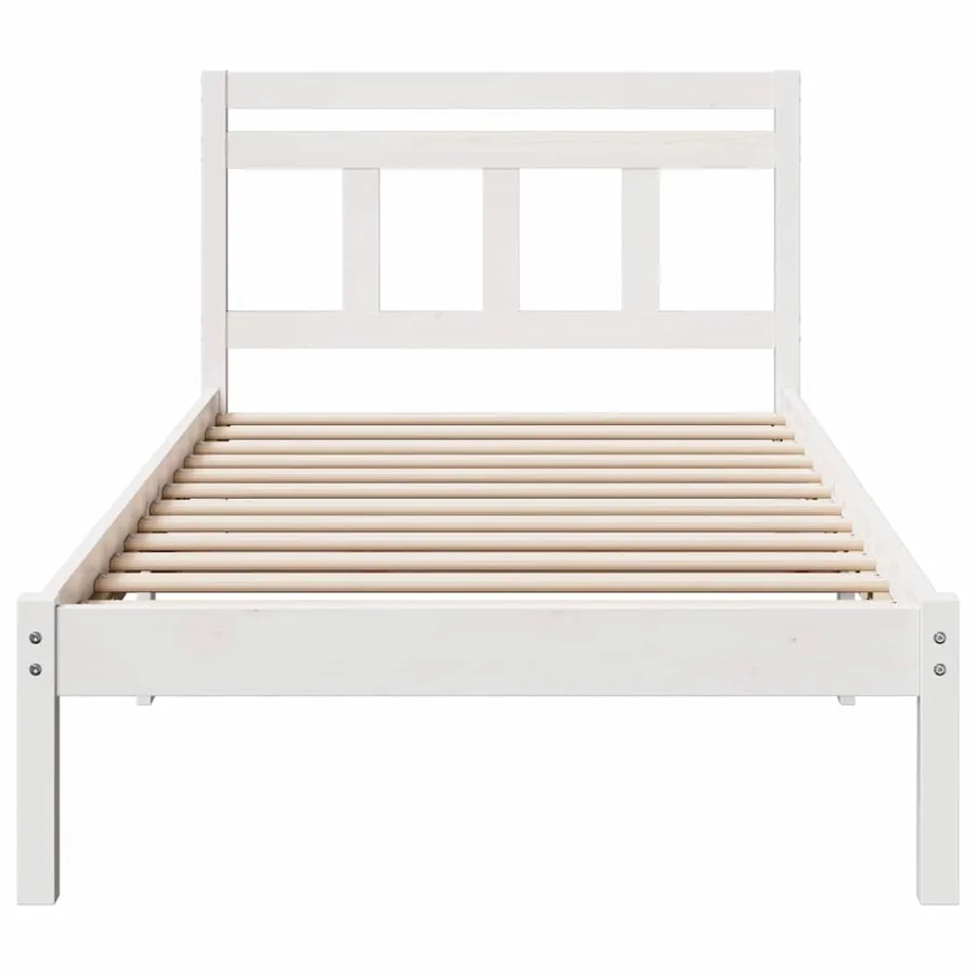 Cadre de lit Blanc 75 x 190 cm Pin massif - 5