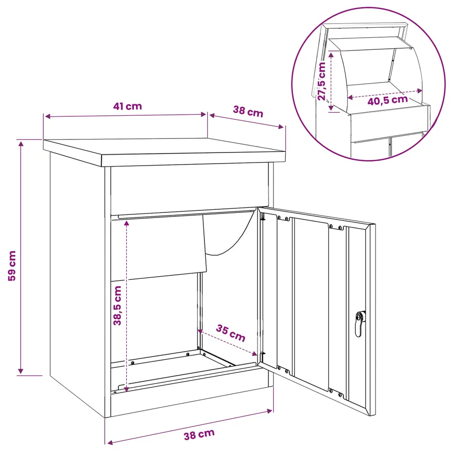 Boîte de dépôt de colis avec stockage Argenté 47,5 x 38 x 59 cm - 14