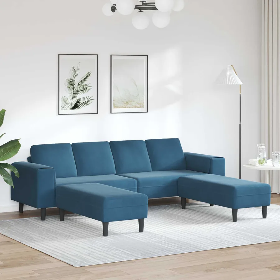 Canapé de salon 3 pcs Bleu 250 x 188 x 76 cm