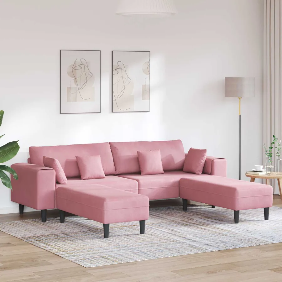 Canapé 3 pcs Rose 250 x 188 x 76 cm Velours