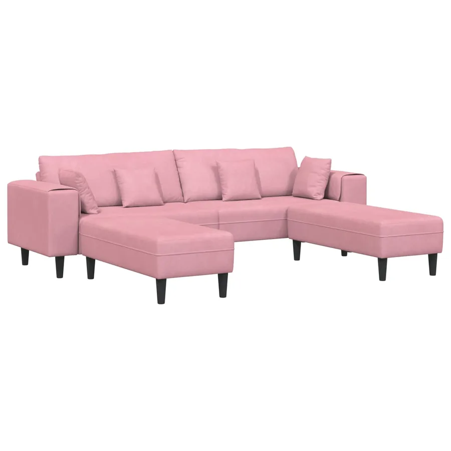 Canapé 3 pcs Rose 250 x 188 x 76 cm Velours - 2