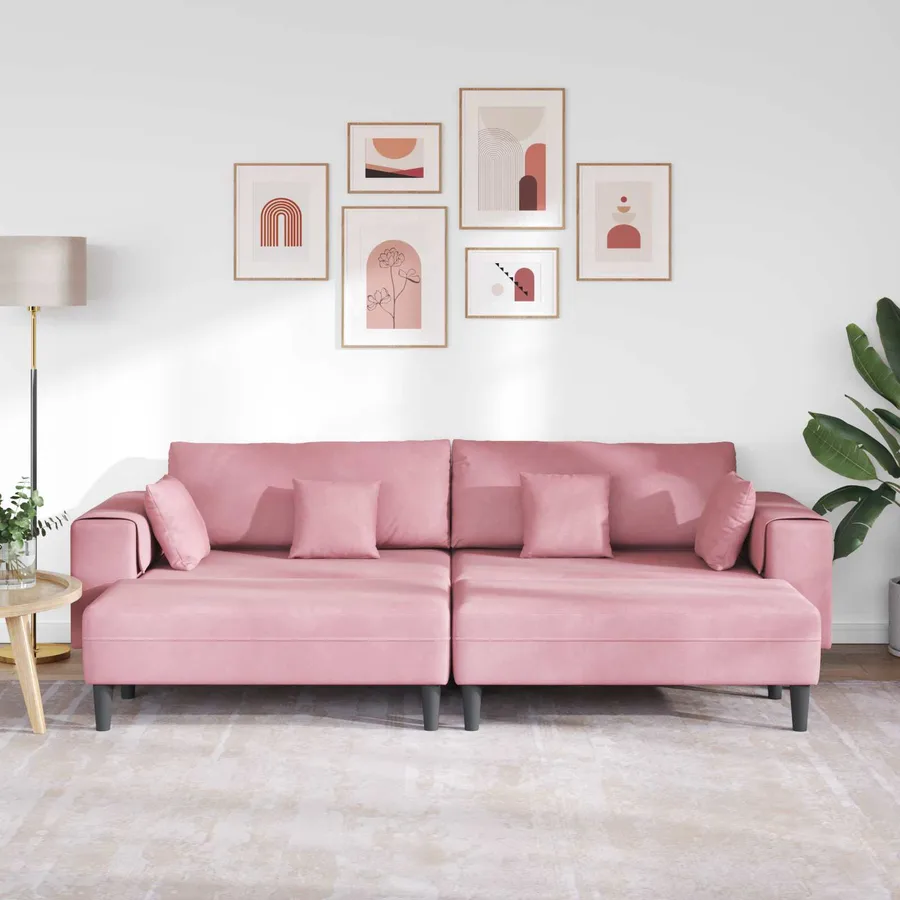 Canapé 3 pcs Rose 250 x 188 x 76 cm Velours - 3