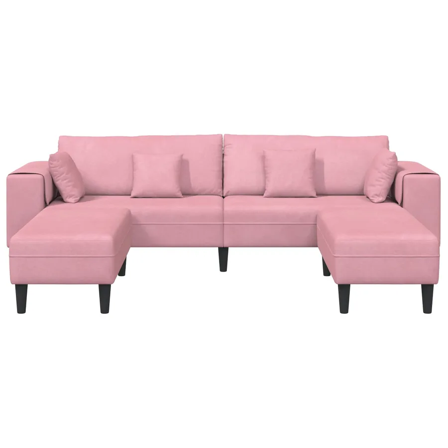 Canapé 3 pcs Rose 250 x 188 x 76 cm Velours - 4