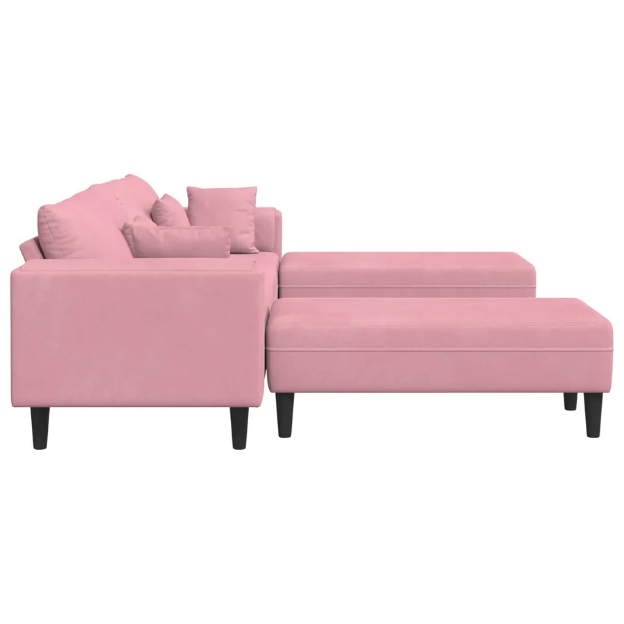 Canapé 3 pcs Rose 250 x 188 x 76 cm Velours - 5
