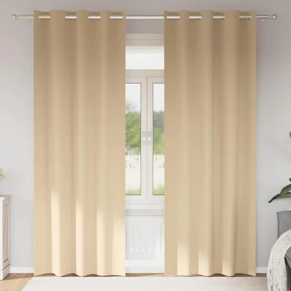 Rideaux occultants avec anneaux 2 pcs Crème 260 x 140 cm