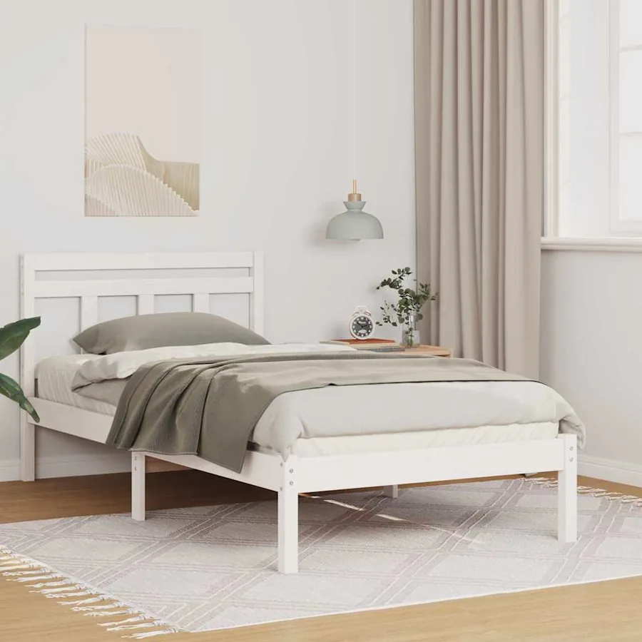 Cadre de lit Blanc 90 x 200 cm Pin massif