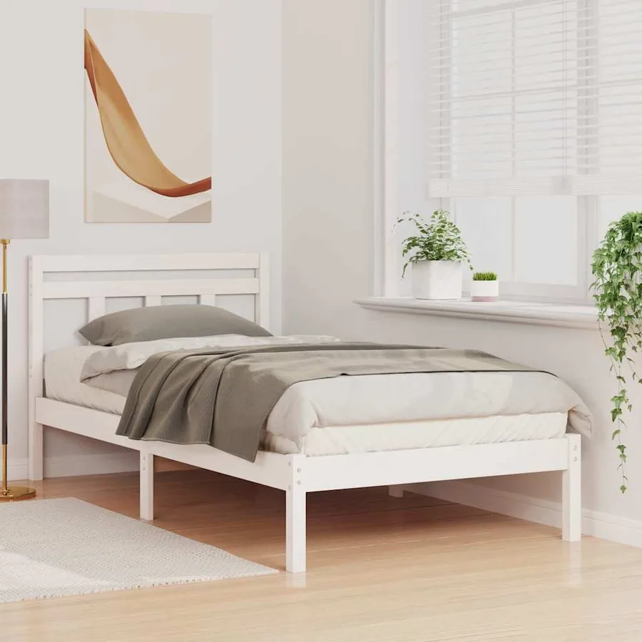 Cadre de lit Blanc 90 x 200 cm Pin massif - 3