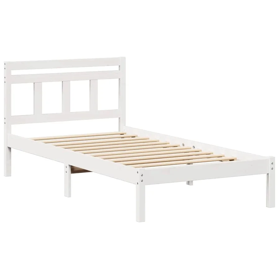 Cadre de lit Blanc 90 x 200 cm Pin massif - 4